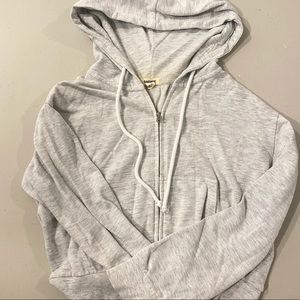 Garage Light Grey Zip-Up Cropped Hoodie
